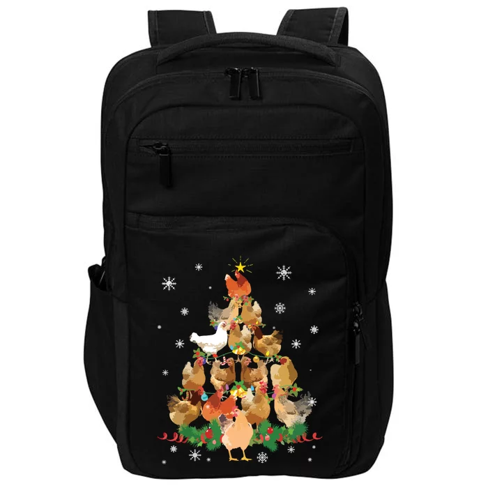 Funny Chicken Christmas Tree Impact Tech Backpack