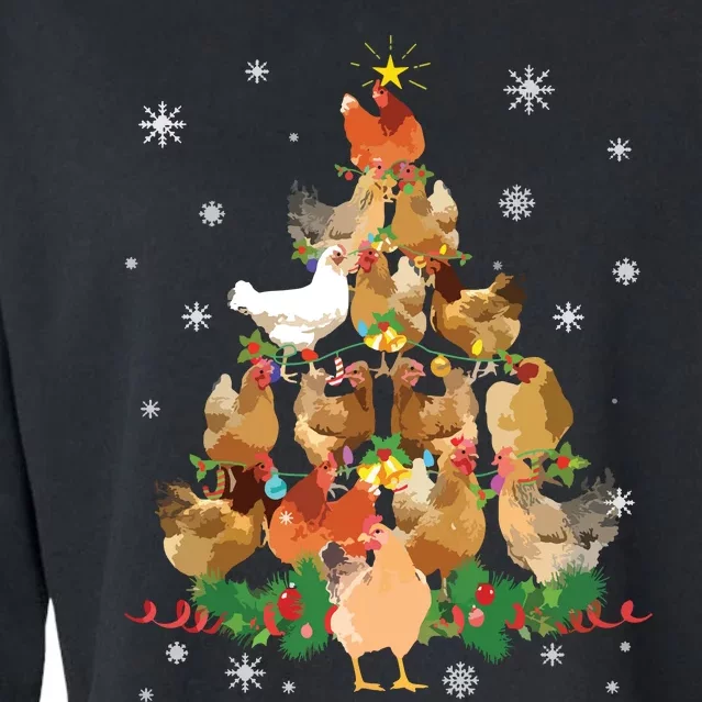 Funny Chicken Christmas Tree Cropped Pullover Crew