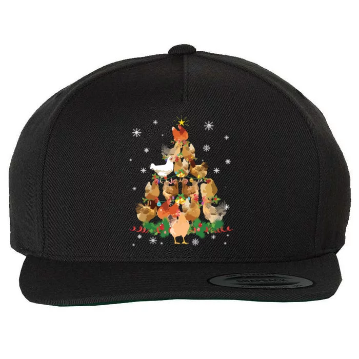 Funny Chicken Christmas Tree Wool Snapback Cap