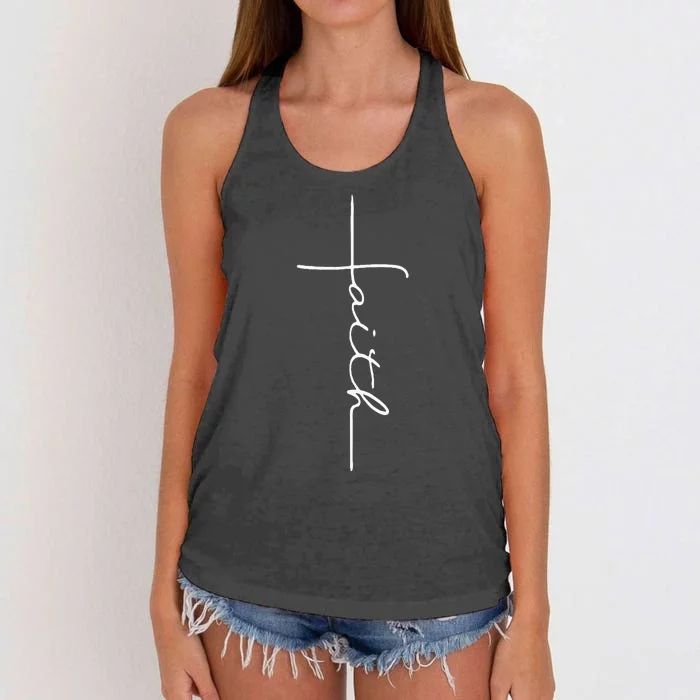 Faith Cross Christian For Men Women Kids Women's Knotted Racerback Tank