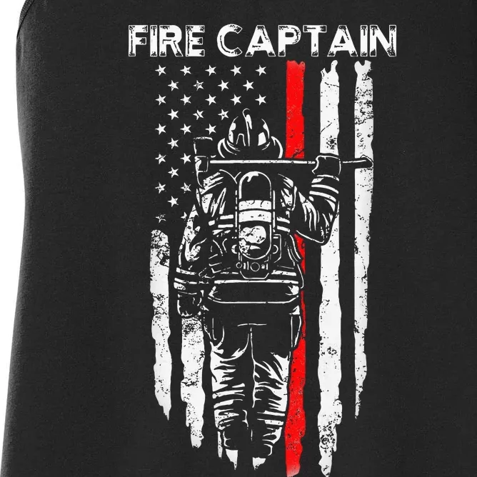 Fire Captain Chief American Flag Gifts Firefighter Captain Women's Racerback Tank