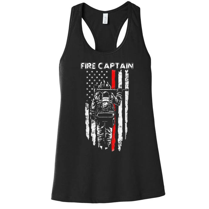 Fire Captain Chief American Flag Gifts Firefighter Captain Women's Racerback Tank