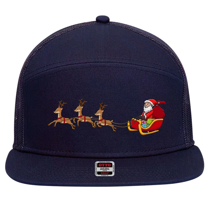 Father Christmas Comes To You At Christmas Gift 7 Panel Mesh Trucker Snapback Hat