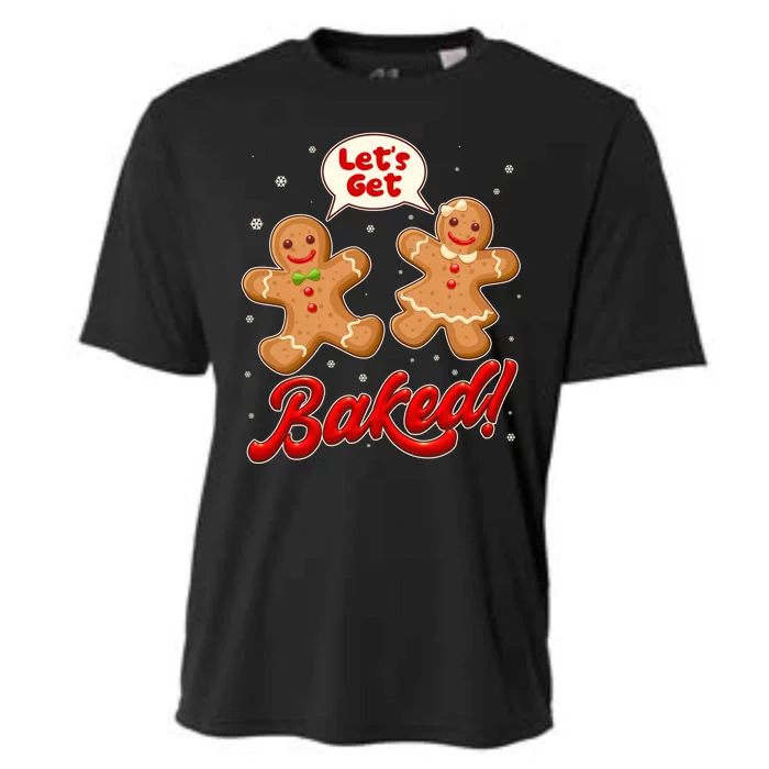 Funny Cute Christmas Let's Get Baked Gingerbread Cookies Cooling Performance Crew T-Shirt