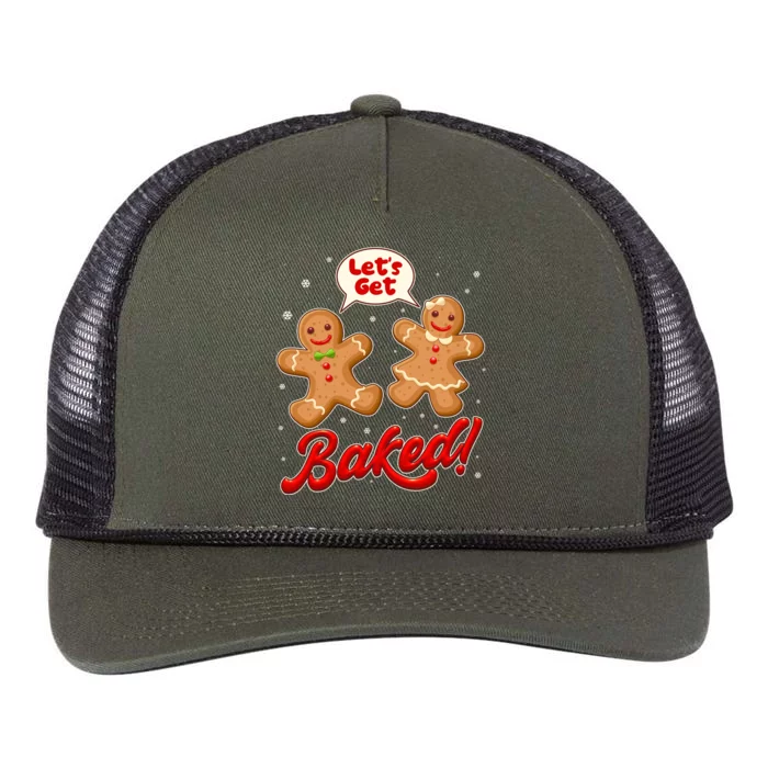 Funny Cute Christmas Let's Get Baked Gingerbread Cookies Retro Rope Trucker Hat Cap