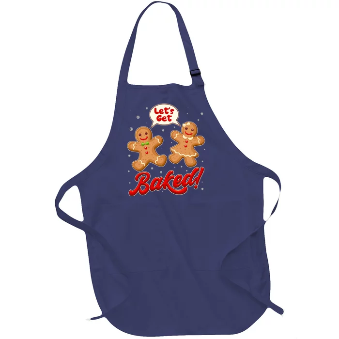 Funny Cute Christmas Let's Get Baked Gingerbread Cookies Full-Length Apron With Pocket