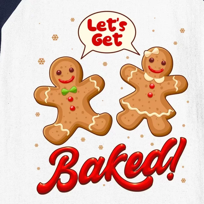 Funny Cute Christmas Let's Get Baked Gingerbread Cookies Baseball Sleeve Shirt