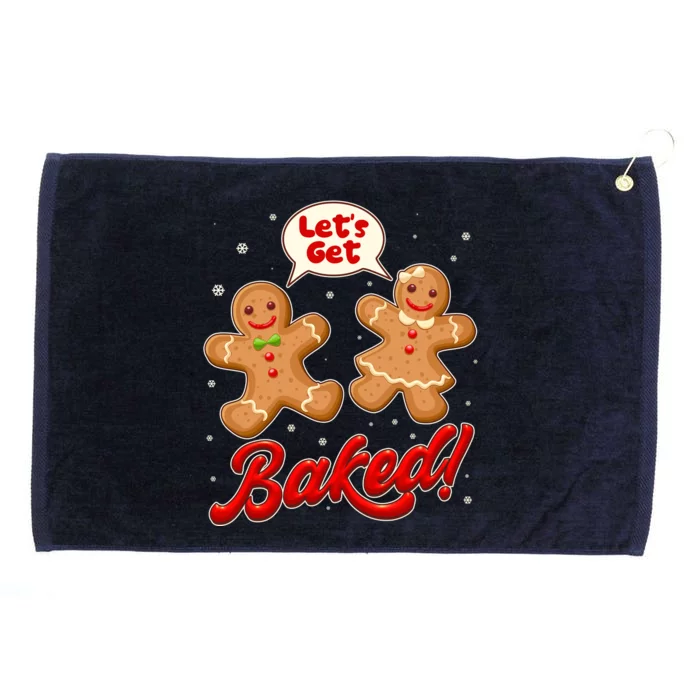 Funny Cute Christmas Let's Get Baked Gingerbread Cookies Grommeted Golf Towel