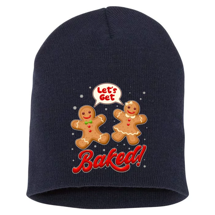 Funny Cute Christmas Let's Get Baked Gingerbread Cookies Short Acrylic Beanie