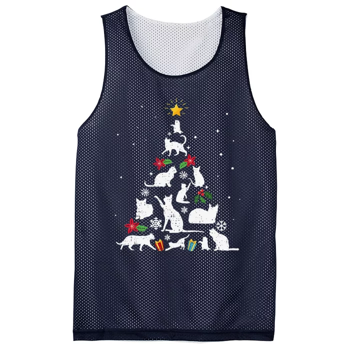 Funny Cat Christmas Tree Mesh Reversible Basketball Jersey Tank