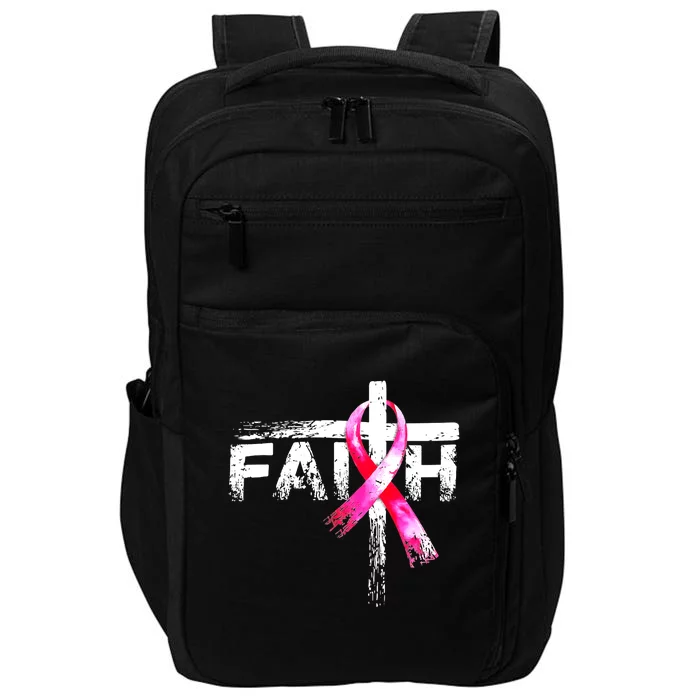 Faith Christian Cross Jesus Pink Ribbon Breast Cancer Impact Tech Backpack