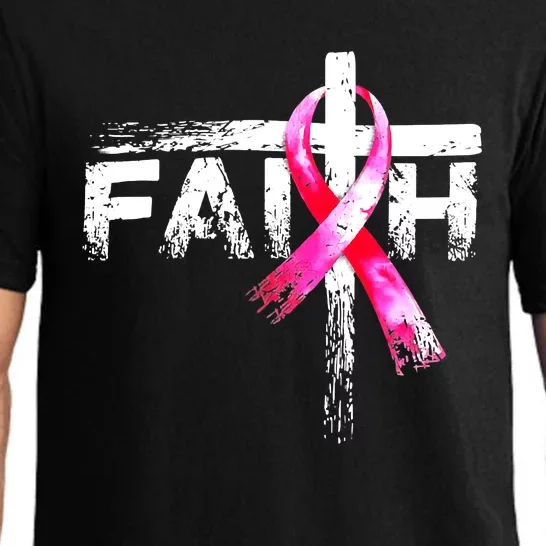 Faith Christian Cross Jesus Pink Ribbon Breast Cancer Pajama Set