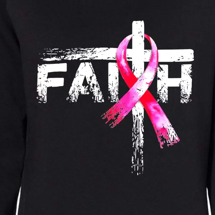 Faith Christian Cross Jesus Pink Ribbon Breast Cancer Womens California Wash Sweatshirt