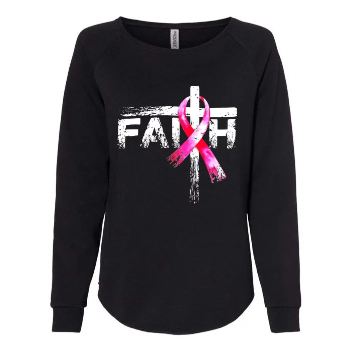 Faith Christian Cross Jesus Pink Ribbon Breast Cancer Womens California Wash Sweatshirt