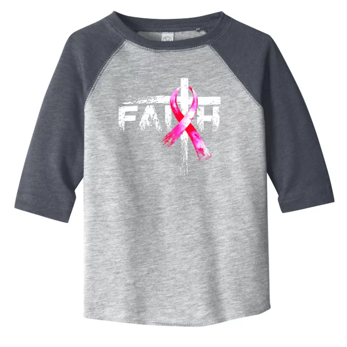 Faith Christian Cross Jesus Pink Ribbon Breast Cancer Toddler Fine Jersey T-Shirt