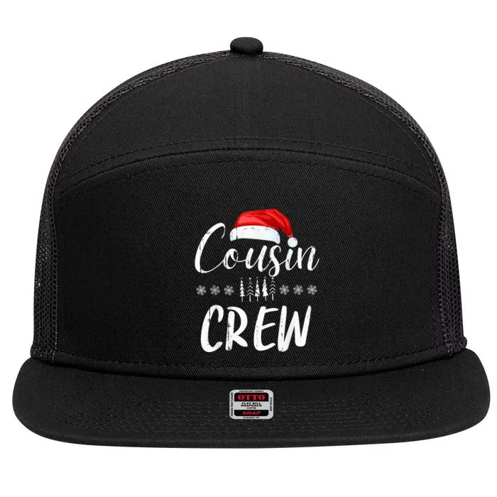 Funny Cousin Crew Christmas Santa Hat Family Matching 7 Panel Mesh Trucker Snapback Hat