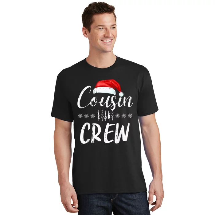 Funny Cousin Crew Christmas Santa Hat Family Matching T-Shirt