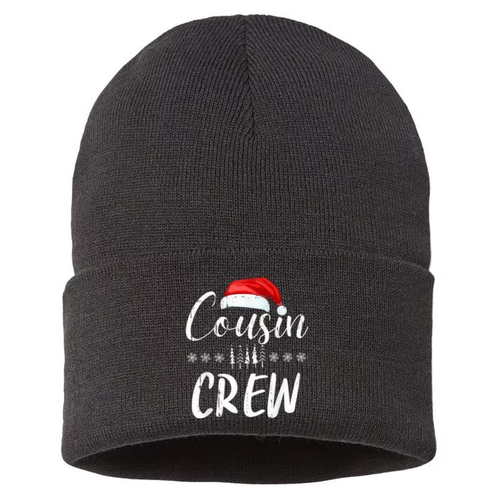 Funny Cousin Crew Christmas Santa Hat Family Matching Sustainable Knit Beanie