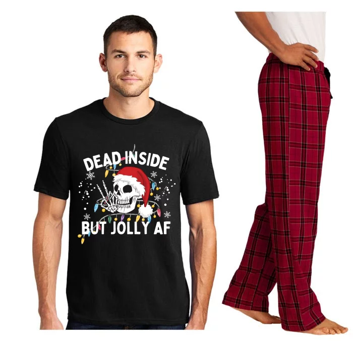 Funny Christmas Christmas Skeleton Dead Inside But Jolly Af Pajama Set