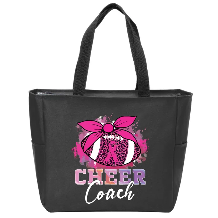 Football Cheer Coach Pink Ribbon Breast Cancer Awareness Zip Tote Bag