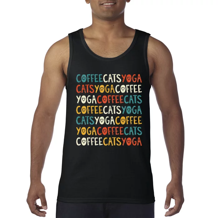 Funny Coffee Cats Kitten Yoga Lovers Tank Top