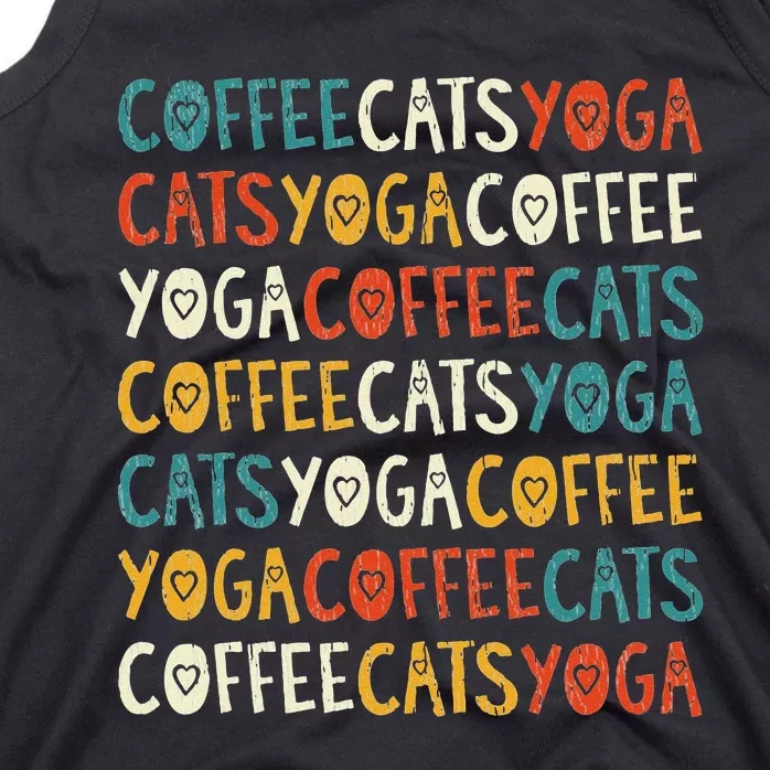 Funny Coffee Cats Kitten Yoga Lovers Tank Top