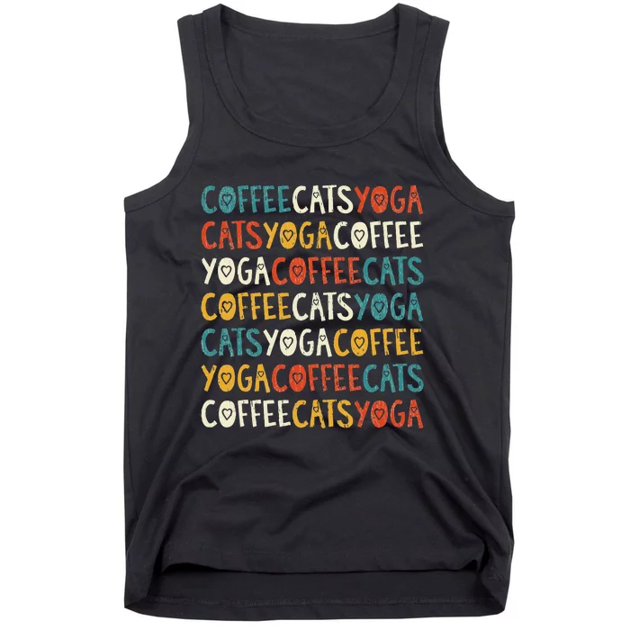 Funny Coffee Cats Kitten Yoga Lovers Tank Top