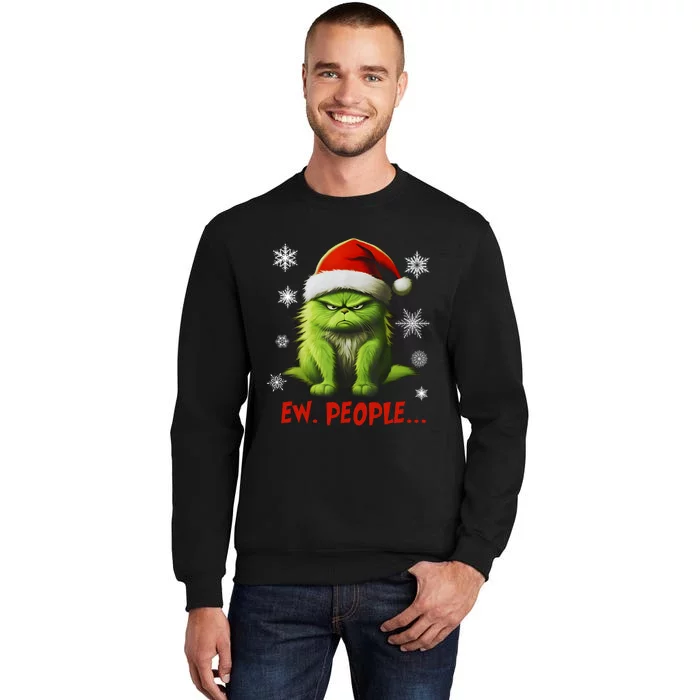 Funny Christmas Cat Ew People Meowy Cat Lovers Sweatshirt