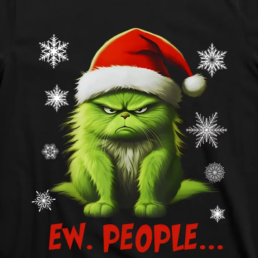 Funny Christmas Cat Ew People Meowy Cat Lovers T-Shirt