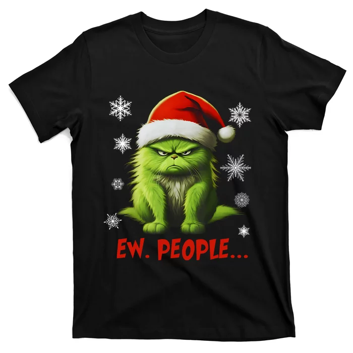 Funny Christmas Cat Ew People Meowy Cat Lovers T-Shirt