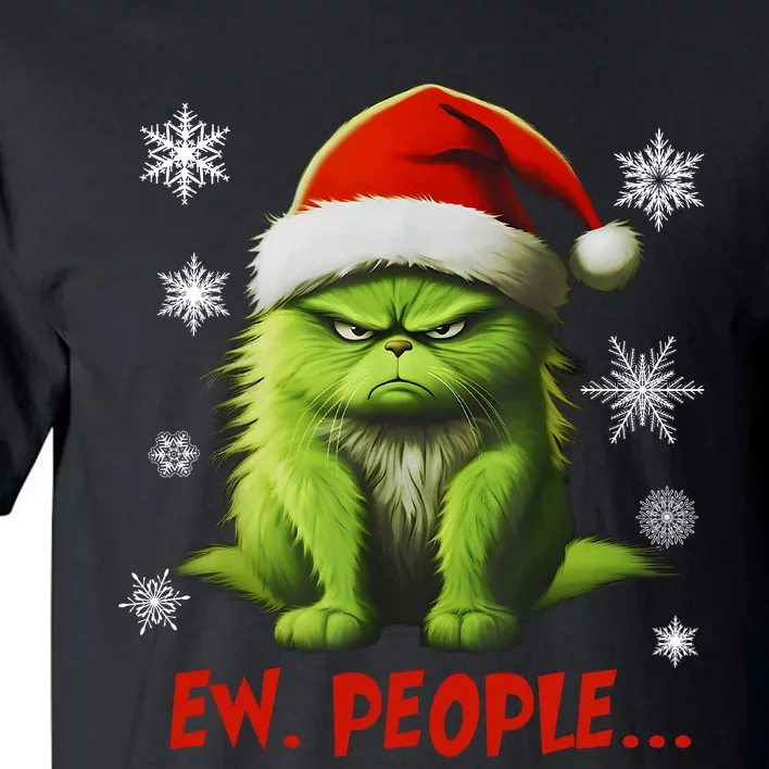 Funny Christmas Cat Ew People Meowy Cat Lovers Tall T-Shirt