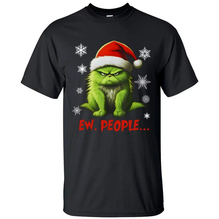 Funny Christmas Cat Ew People Meowy Cat Lovers Tall T-Shirt