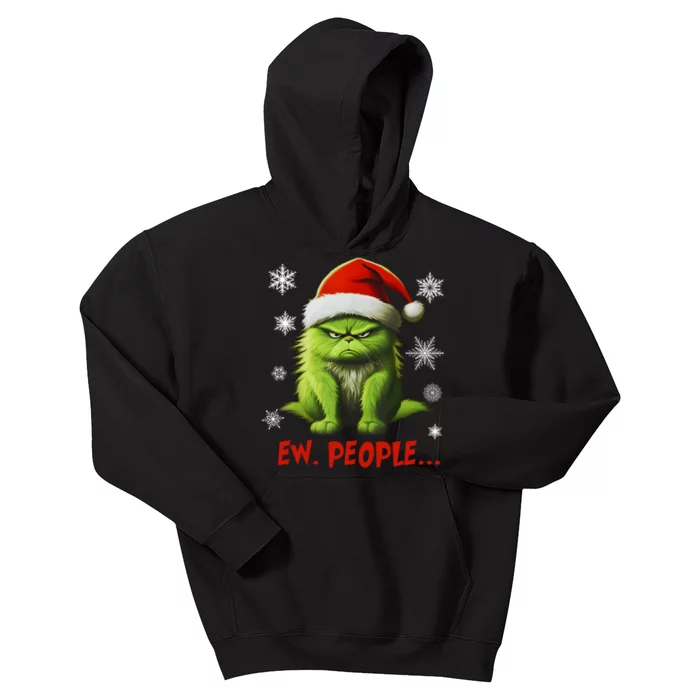 Funny Christmas Cat Ew People Meowy Cat Lovers Kids Hoodie