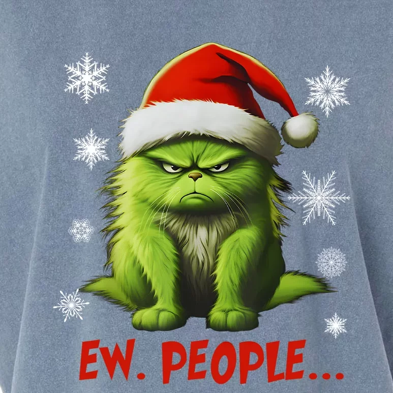 Funny Christmas Cat Ew People Meowy Cat Lovers Garment-Dyed Women's Muscle Tee