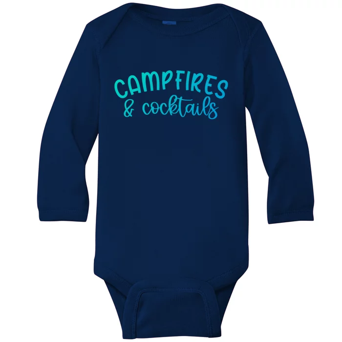 Funny Camping Campfires And Cocktails Gift Baby Long Sleeve Bodysuit