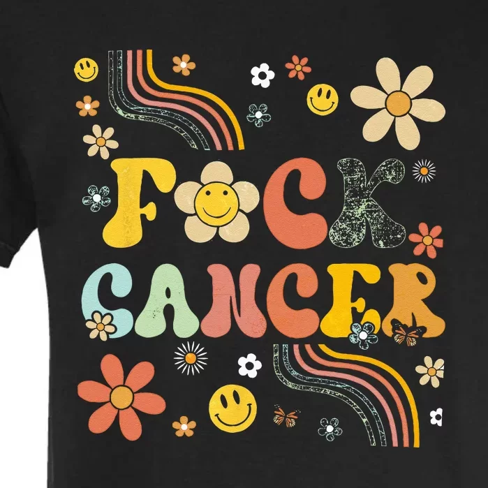 F Ck Cancer Groovy Retro Flower Awareness Against Cancer Garment-Dyed Heavyweight T-Shirt