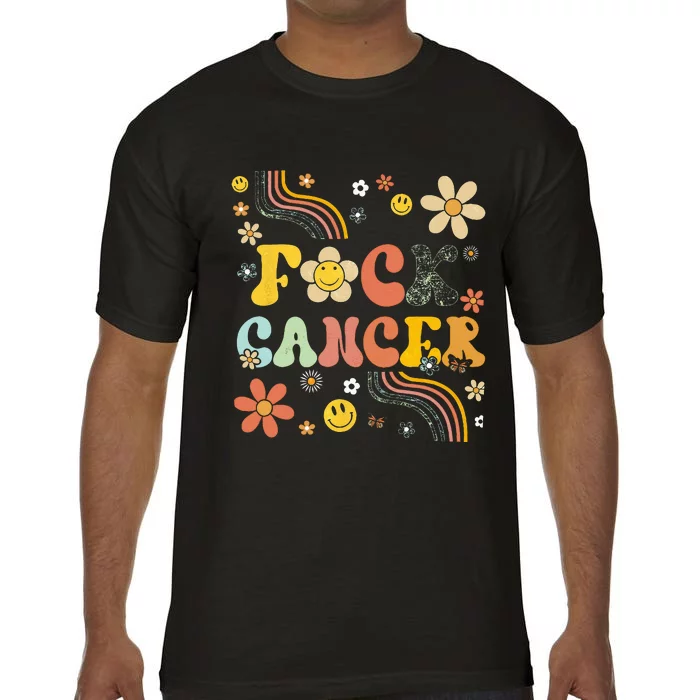 F Ck Cancer Groovy Retro Flower Awareness Against Cancer Comfort Colors T-Shirt