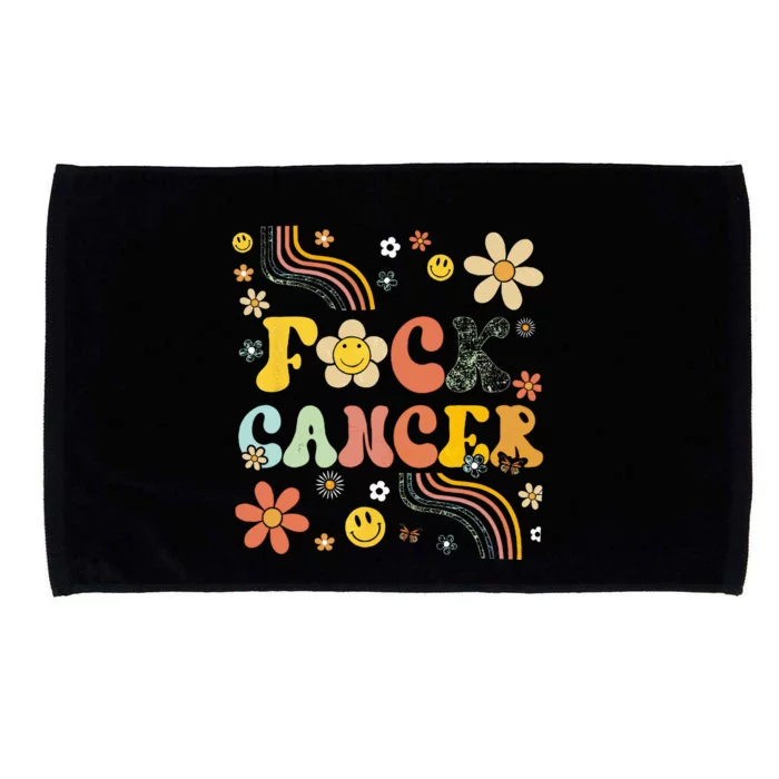 F Ck Cancer Groovy Retro Flower Awareness Against Cancer Microfiber Hand Towel