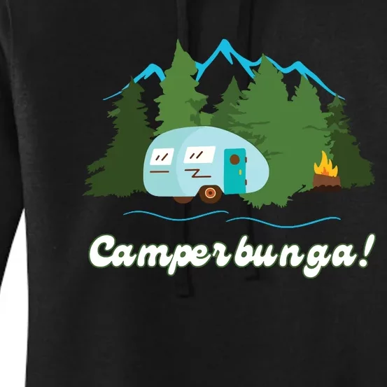 Fun Camping Camperbunga Mountain Forest Hiking Graphic Women's Pullover Hoodie