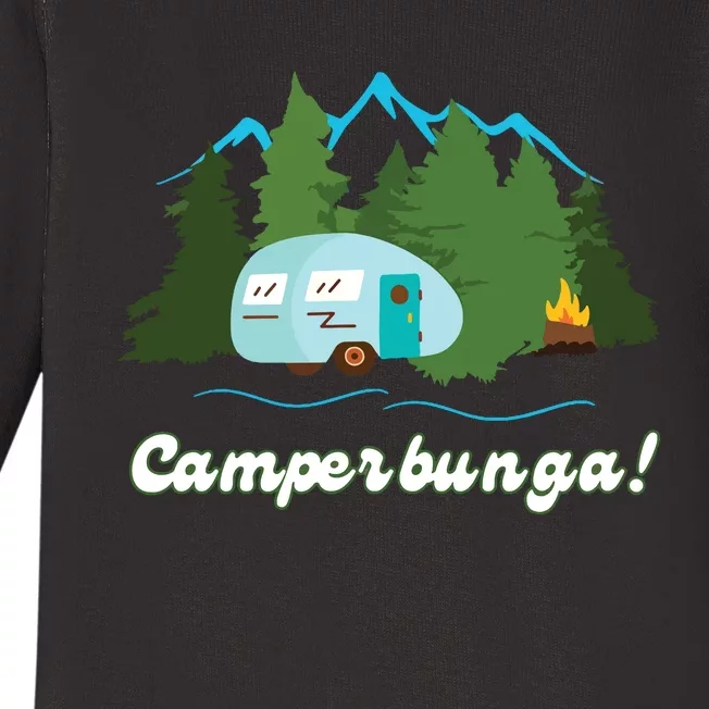 Fun Camping Camperbunga Mountain Forest Hiking Graphic Baby Long Sleeve Bodysuit