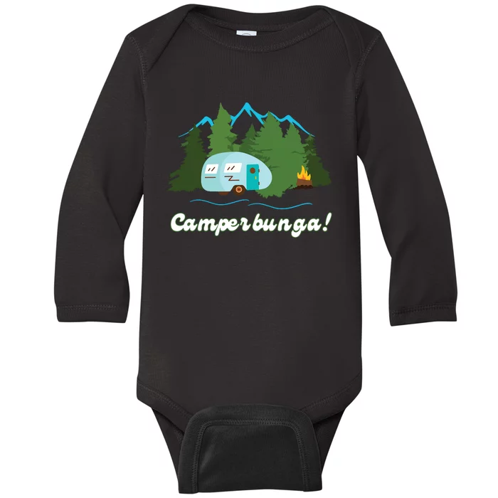 Fun Camping Camperbunga Mountain Forest Hiking Graphic Baby Long Sleeve Bodysuit