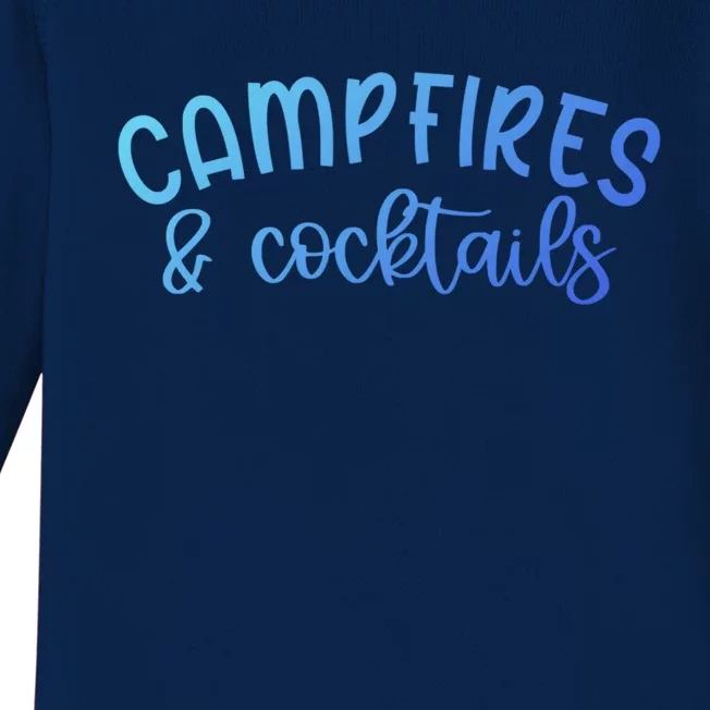 Funny Camping Campfires And Cocktails Gift Baby Long Sleeve Bodysuit