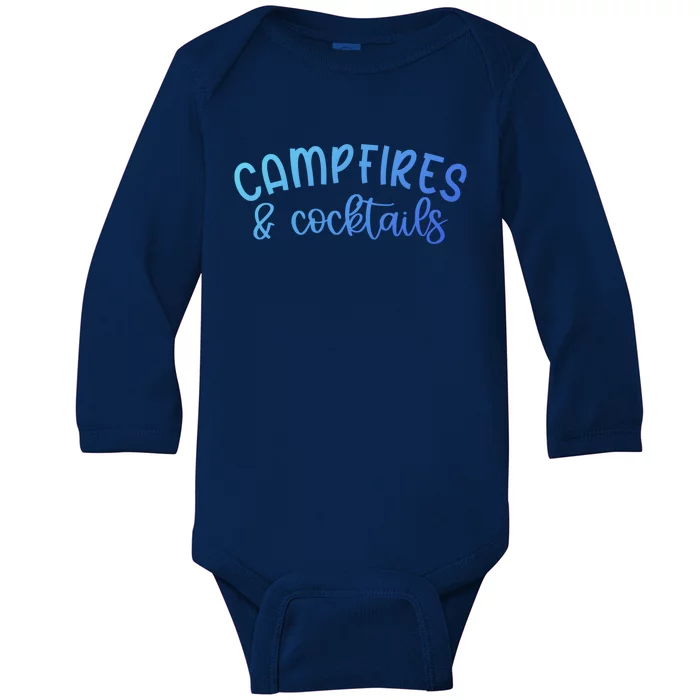 Funny Camping Campfires And Cocktails Gift Baby Long Sleeve Bodysuit