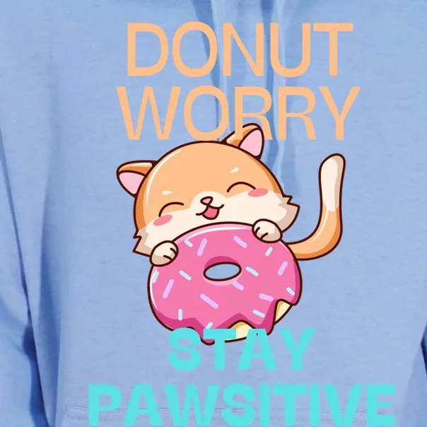 Funny Cute Cat Donut Worry Stay Pawsitive Gift Unisex Surf Hoodie