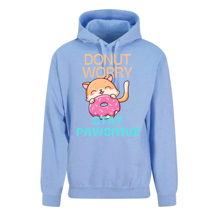 Funny Cute Cat Donut Worry Stay Pawsitive Gift Unisex Surf Hoodie