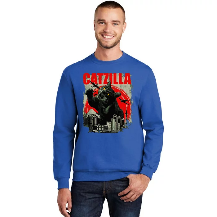 Funny Cat Catzilla Tall Sweatshirt