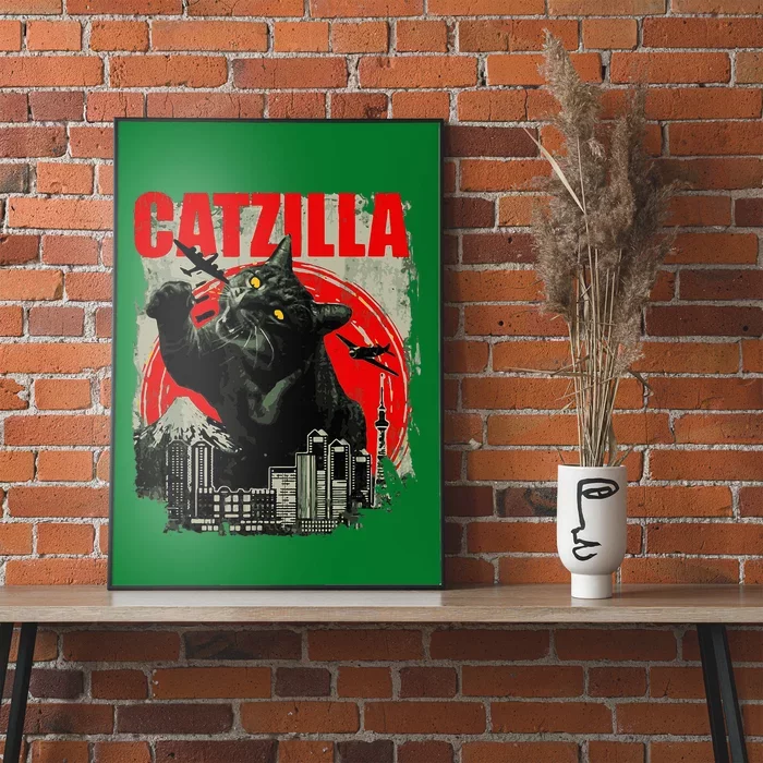 Funny Cat Catzilla Poster