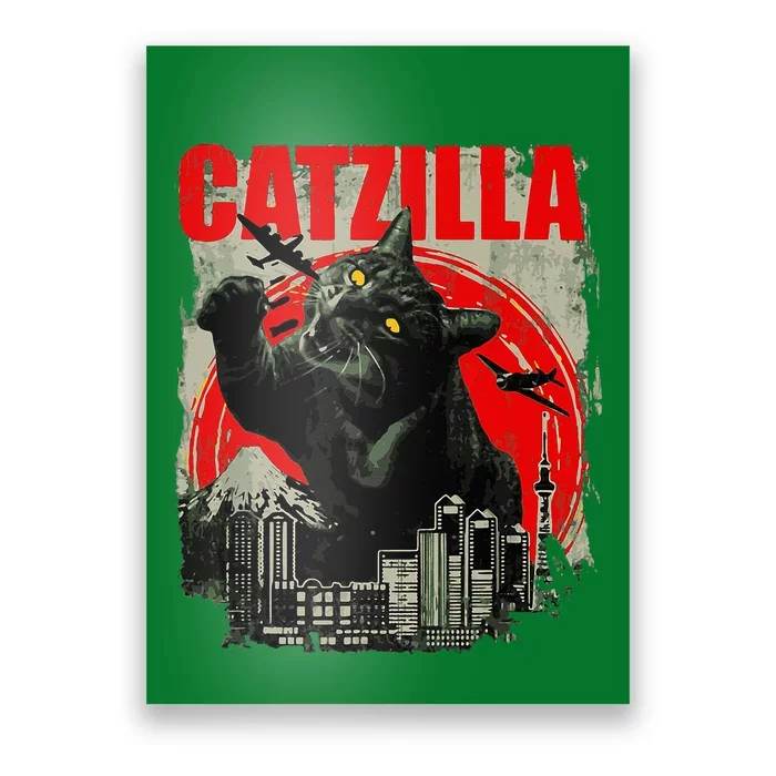 Funny Cat Catzilla Poster