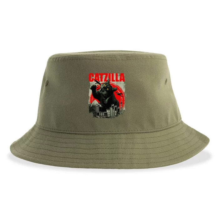 Funny Cat Catzilla Sustainable Bucket Hat