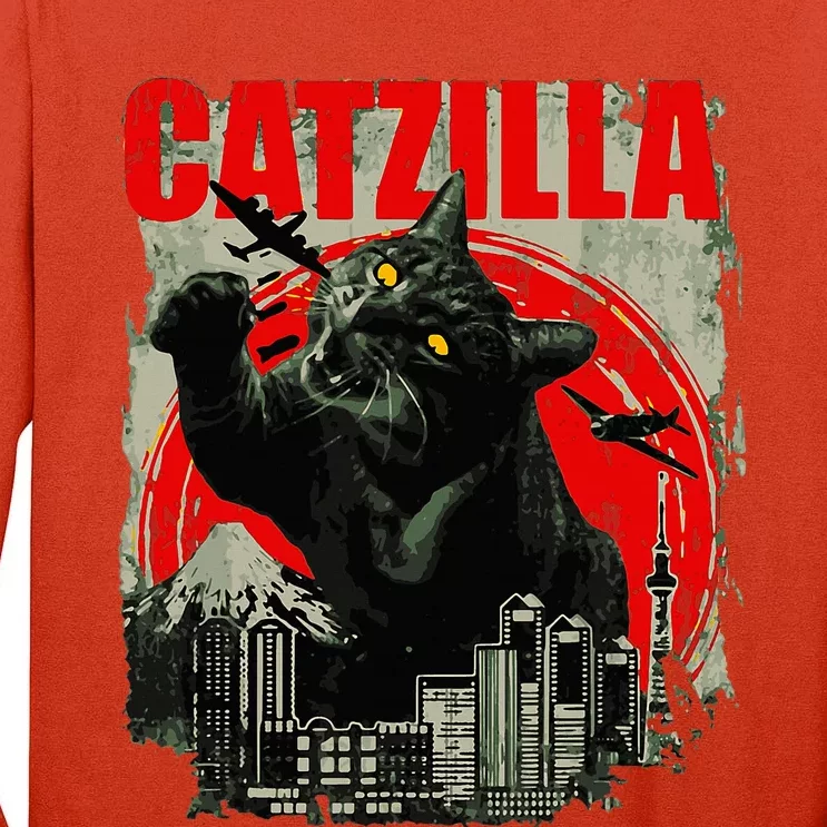 Funny Cat Catzilla Tall Long Sleeve T-Shirt